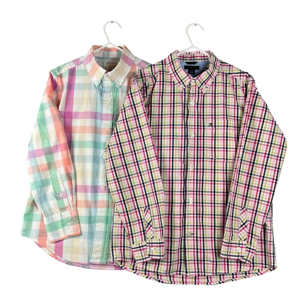 TOMMY HILFIGER CREW CUTS Dress Shirts Boys Size 7 Button Down Long Sleeve SPRING
